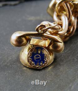Vintage 9ct Gold Heavy Charm Bracelet 26g 1960s / 70s
