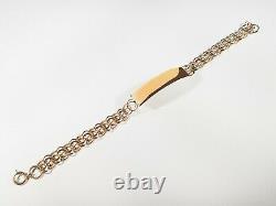 Vintage 9ct Gold ID Bracelet Double Link London 1978 Hallmark 7 inches