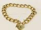 Vintage 9ct Gold Ladies Heart Padlock Hallmarked London Charm Bracelet Jewelery
