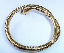 Vintage 9ct Gold Smith & Pepper Coiled Snake Bracelet with Ruby Eyes