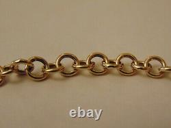 Vintage 9ct Gold T-Bar Love Heart Chain Bracelet Hallmarked 6.9g 7 6mm GIFT BOX