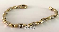 Vintage 9ct Gold (Y&W) Bracelet of Ridged Torpedo design FH London 1988 15.6g