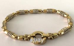 Vintage 9ct Gold (Y&W) Bracelet of Ridged Torpedo design FH London 1988 15.6g