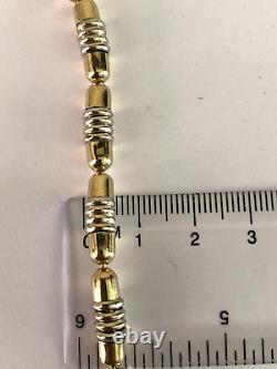 Vintage 9ct Gold (Y&W) Bracelet of Ridged Torpedo design FH London 1988 15.6g