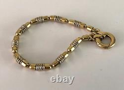 Vintage 9ct Gold (Y&W) Bracelet of Ridged Torpedo design FH London 1988 15.6g