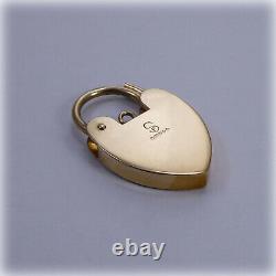 Vintage 9ct Gold hand-engraved Heart Padlock Fastener for Charm Bracelet