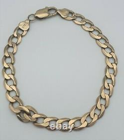 Vintage 9ct Hallmarked Solid Gold Flat Curb Link Bracelet 13.5 Grams 8.5 Long