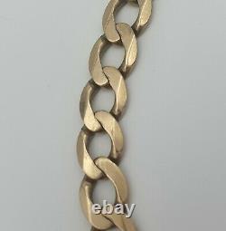 Vintage 9ct Hallmarked Solid Gold Flat Curb Link Bracelet 13.5 Grams 8.5 Long