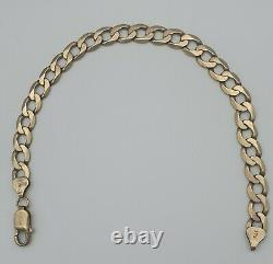 Vintage 9ct Hallmarked Solid Gold Flat Curb Link Bracelet 13.5 Grams 8.5 Long