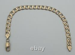 Vintage 9ct Hallmarked Solid Gold Flat Curb Link Bracelet 13.5 Grams 8.5 Long