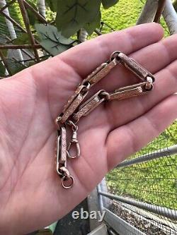 Vintage 9ct Rose Gold Chunky Bars Chain Bracelet Large 9k 375