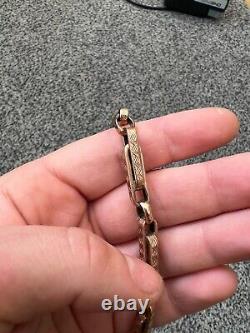 Vintage 9ct Rose Gold Chunky Bars Chain Bracelet Large 9k 375