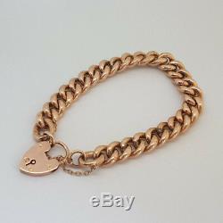 Vintage 9ct Rose Gold Chunky Hollow Link Charm Bracelet. Goldmine Jewellers