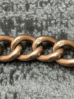 Vintage 9ct Rose Gold Curb Link Bracelet & Clasp Every Link Hallmarked Not Scrap