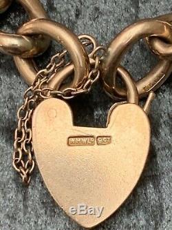 Vintage 9ct Rose Gold Curb Link Bracelet & Clasp Every Link Hallmarked Not Scrap