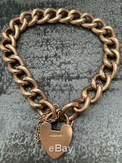 Vintage 9ct Rose Gold Curb Link Bracelet & Clasp Every Link Hallmarked Not Scrap