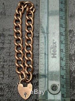 Vintage 9ct Rose Gold Curb Link Bracelet & Clasp Every Link Hallmarked Not Scrap