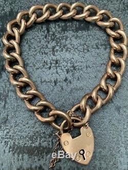 Vintage 9ct Rose Gold Curb Link Bracelet & Clasp Every Link Hallmarked Not Scrap