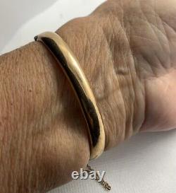 Vintage 9ct Rose Gold Engraved Bangle With Safety Chain