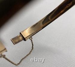 Vintage 9ct Rose Gold Engraved Bangle With Safety Chain