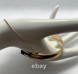 Vintage 9ct Rose Gold Engraved Bangle With Safety Chain