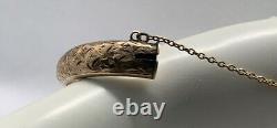 Vintage 9ct Rose Gold Engraved Bangle With Safety Chain