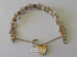 Vintage 9ct Rose Gold Gate Ornate Bracelet, Padlock & Safety Chain (7inches)
