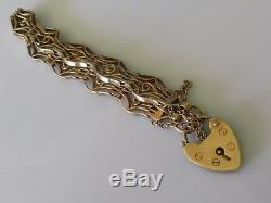 Vintage 9ct Rose Gold Gate Ornate Bracelet, Padlock & Safety Chain (7inches)