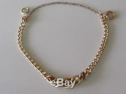 Vintage 9ct Rose Gold Ruby and Seed Pearl Curb Bracelet (with safety chain)