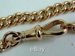 Vintage 9ct Rose Gold Solid Albert Link Bracelet- 7.75 Inches Circa 1910