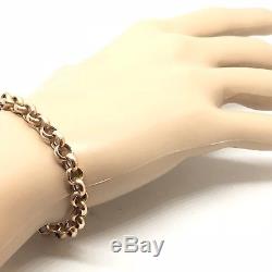 Vintage 9ct Rose/Yellow Gold Chunky Bracelet Feature Bolt Ring C. 1970 7 inches