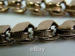 Vintage 9ct Rose/old Gold Chunky Fancy Link Bracelet With T Bar 8.5 Inches