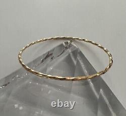 Vintage 9ct Solid Yellow Gold Twisted Slave Bangle 6.4cm diameter