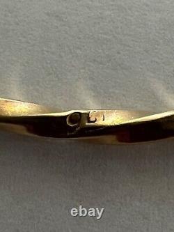 Vintage 9ct Solid Yellow Gold Twisted Slave Bangle 6.4cm diameter