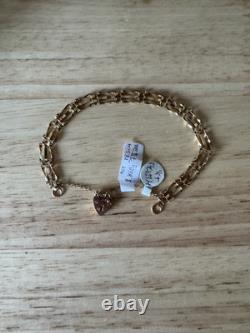 Vintage 9ct Yellow Gold 3 Bar Gate-Link Bracelet Heart Padlock 3.860g Hallmarked