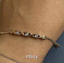 Vintage 9ct Yellow Gold Diamond Bracelet Chain