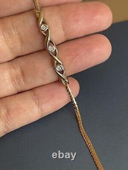 Vintage 9ct Yellow Gold Diamond Bracelet Chain