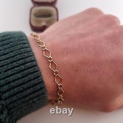 Vintage 9ct Yellow Gold Fancy Link Double Curb Link Bracelet 9k 375 185mm