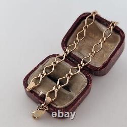 Vintage 9ct Yellow Gold Fancy Link Double Curb Link Bracelet 9k 375 185mm