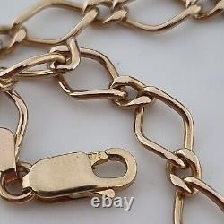 Vintage 9ct Yellow Gold Fancy Link Double Curb Link Bracelet 9k 375 185mm