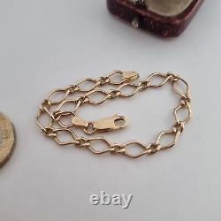 Vintage 9ct Yellow Gold Fancy Link Double Curb Link Bracelet 9k 375 185mm