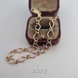 Vintage 9ct Yellow Gold Fancy Link Double Curb Link Bracelet 9k 375 185mm