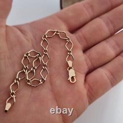 Vintage 9ct Yellow Gold Fancy Link Double Curb Link Bracelet 9k 375 185mm