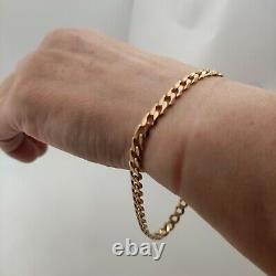 Vintage 9ct Yellow Gold Long Curb Link Bracelet 9 + 1/4 Inches