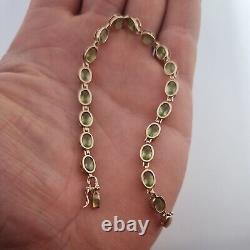 Vintage 9ct Yellow Gold Peridot Beaded Tennis Style Fancy Link Bracelet 9k 375