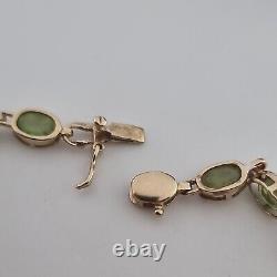 Vintage 9ct Yellow Gold Peridot Beaded Tennis Style Fancy Link Bracelet 9k 375