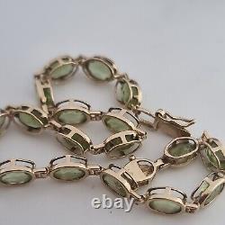 Vintage 9ct Yellow Gold Peridot Beaded Tennis Style Fancy Link Bracelet 9k 375