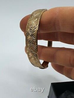 Vintage 9ct gold 375 carved hinged bangle 9.8g Hallmarked