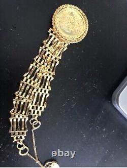 Vintage 9ct gold bracelet gate bar heart padlock