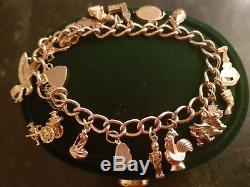 Vintage 9ct gold charm bracelet 17 charms 14ct 18ct gold (read despription)